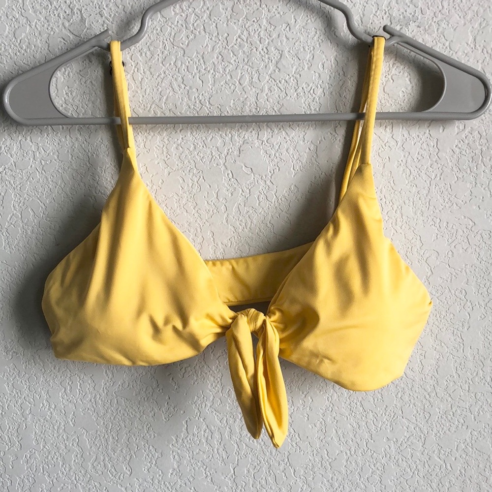 Andie Carmela Tie Front Bikini Top Sun Yellow Large Swim